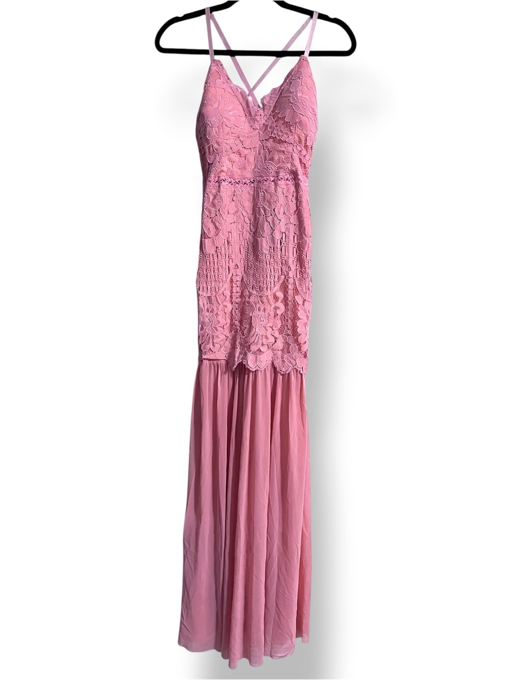 Fashion Nova Pink Lace Maxi Dress